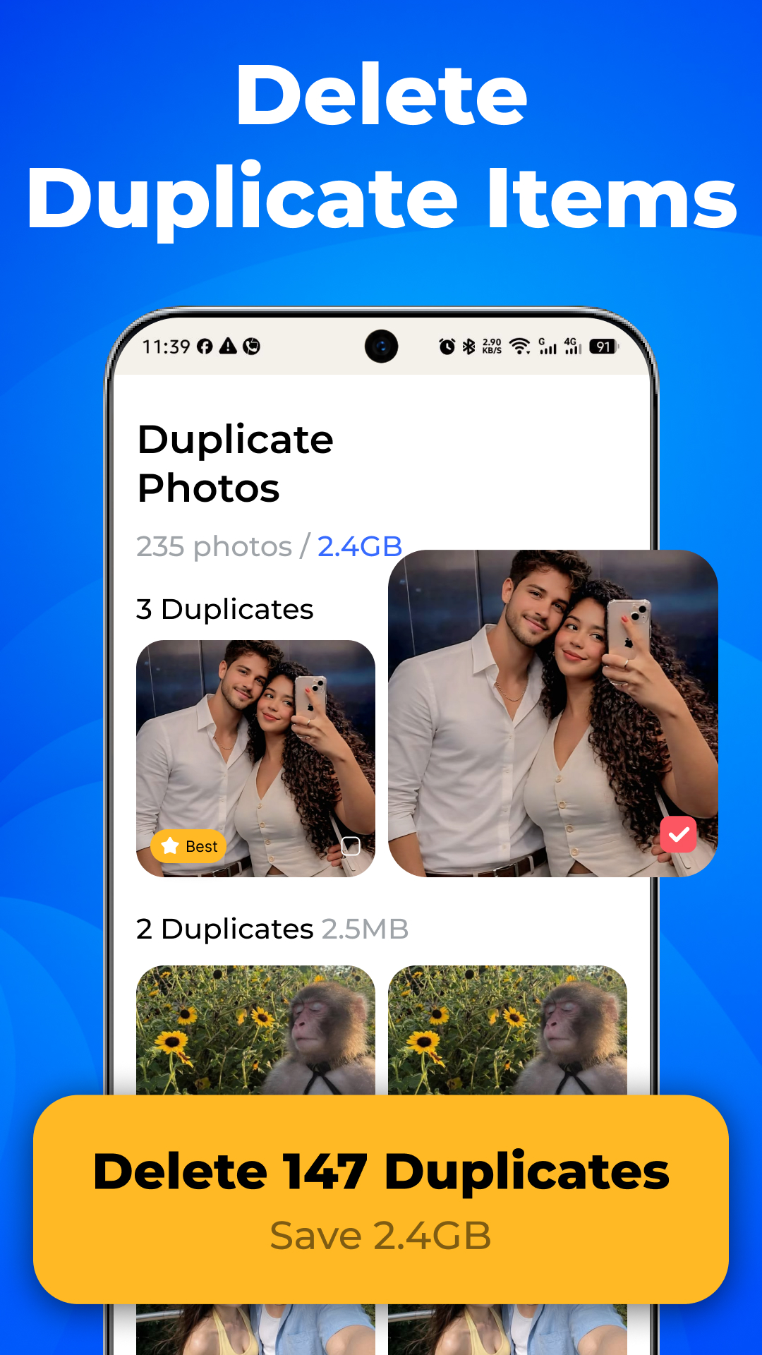 Suspended screenshot claiming 235 photos and 2.4GB
