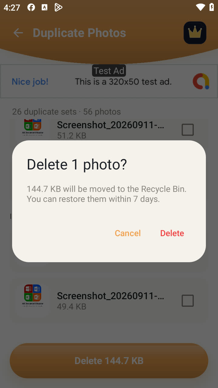 Confirmation dialog before deleting duplicates