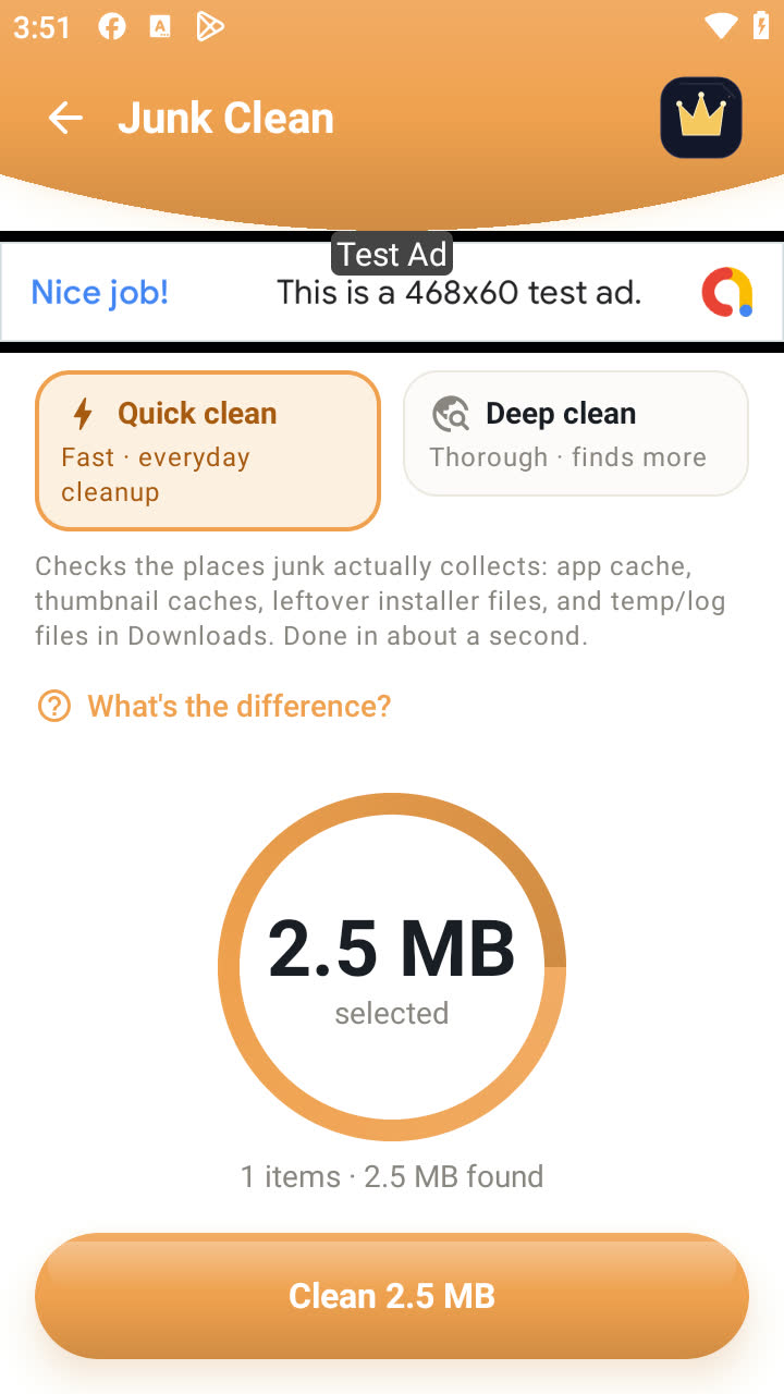 Junk Clean finding app cache