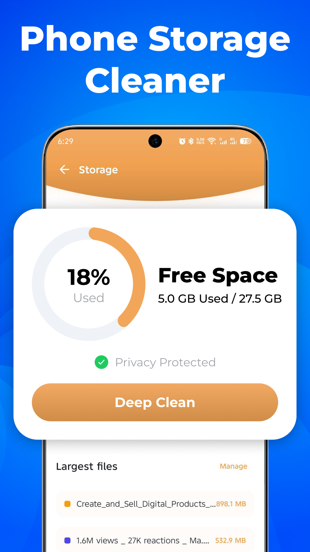 Corrected screenshot showing 18% used