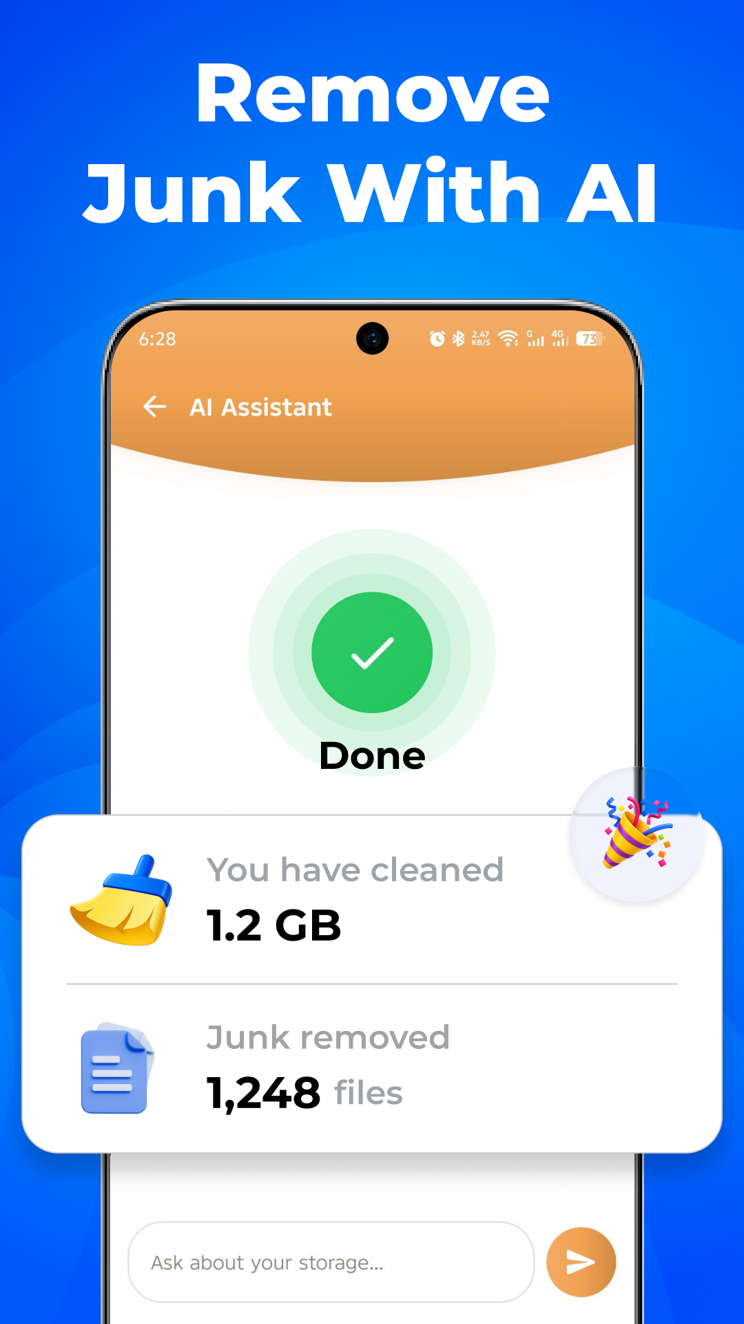 Corrected screenshot showing 1.2 GB cleaned