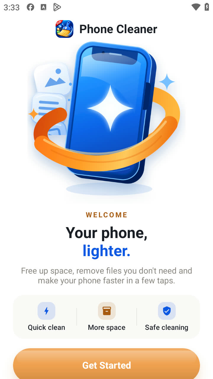 Splash · ready: Get Started appears once the app has finished starting
