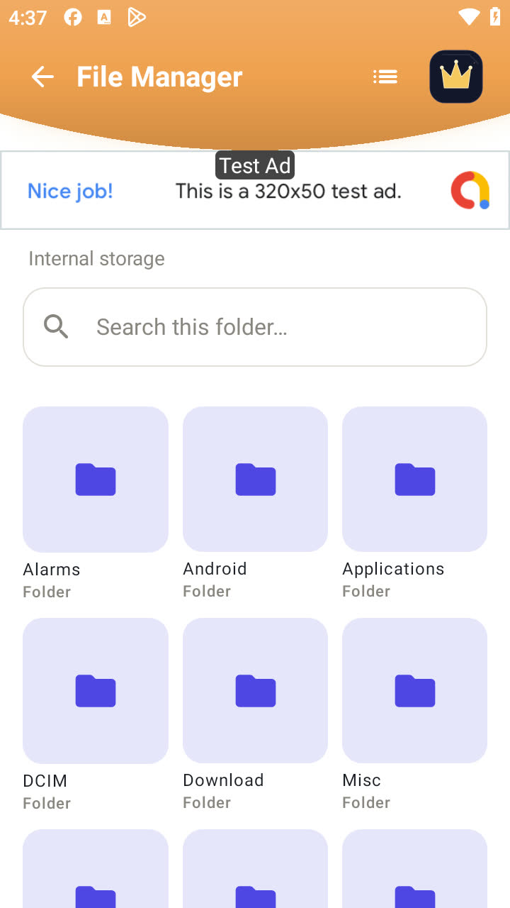 File Manager: Internal storage browser